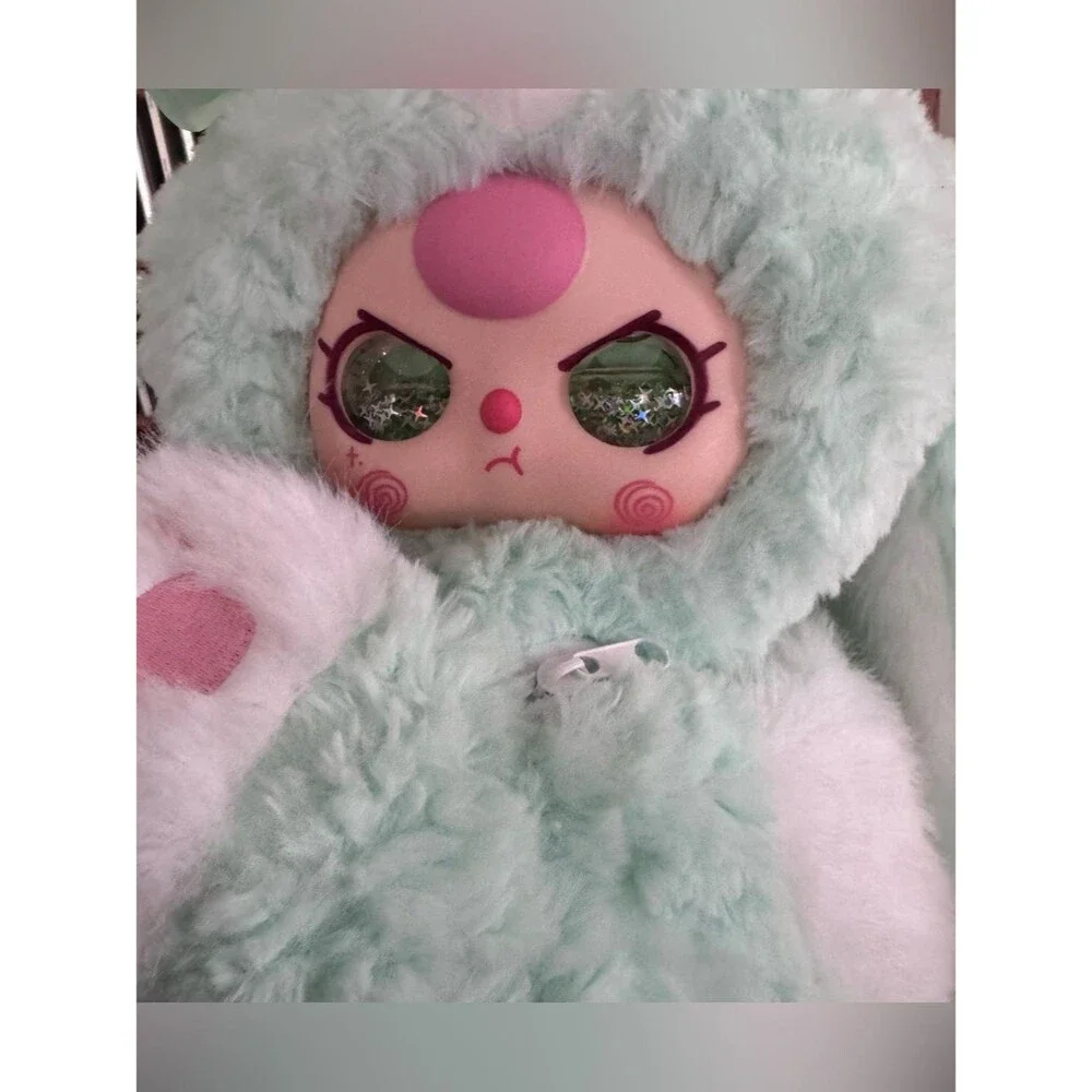 Baby Three Hugging Baby Backpack-green With LIQUID glitter Eyes rare